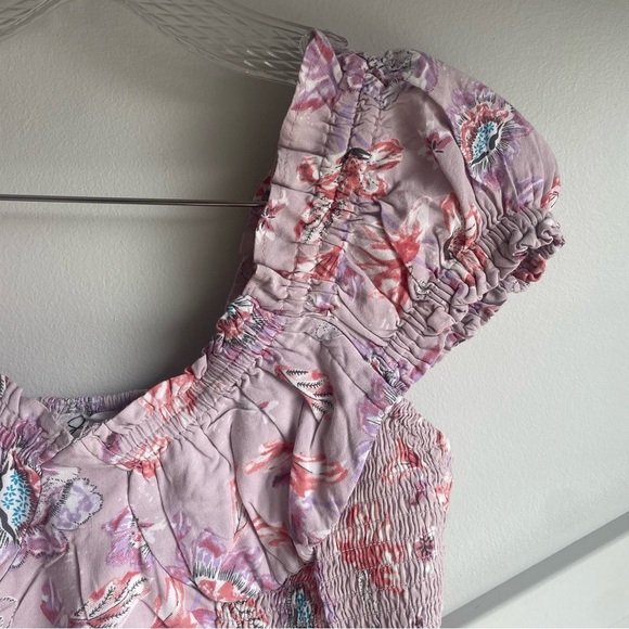 Japna Floral Smocked Puff Sleeve Cropped Top size S - Picture 3 of 4